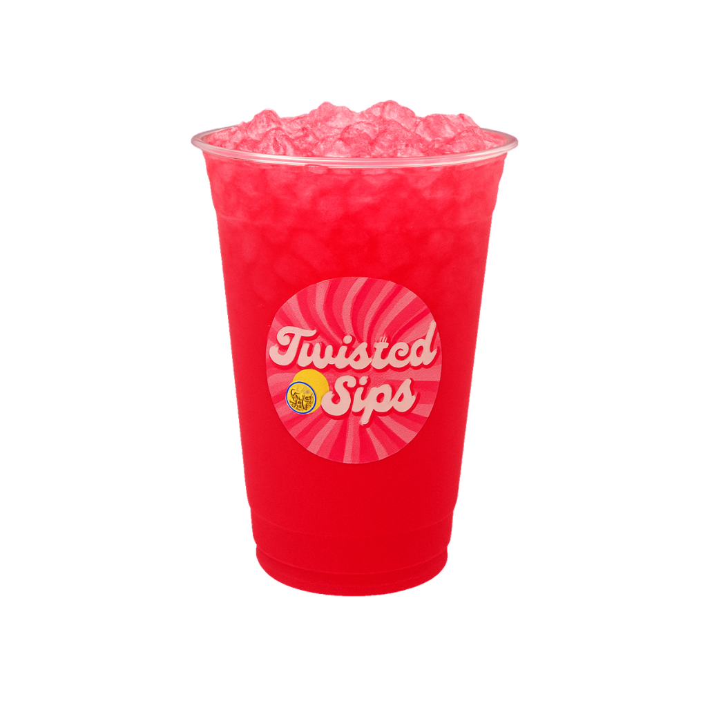 A pink lemonade based drink called Flamingo Frenzy sold at Twisted Sips which is pink in color with a sour strawberry flavoring